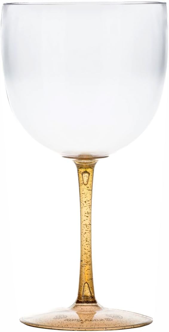 Kit 15 Taças Gin/Vodka Bicolor 580ml Acrílica - Aloha (Pé Dourado)