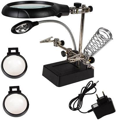 UNIVERSAL BUYER MG16129-C Helping Hand Soldering Stand Magnifying 5 LED Auxiliary Clamp Clip Magnifier Welding Rework Repair Solder Iron Holder (B0993RYXFK) Amazon Price History, Amazon Price Tracker