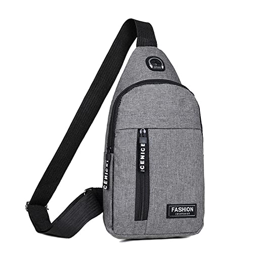 Bolso cruzado pequeño para hombre y mujer, multiuso, con una correa, bolsa deportiva de viaje con agujero para auriculares, bolsos de hombro para mujer, gris, Talla única