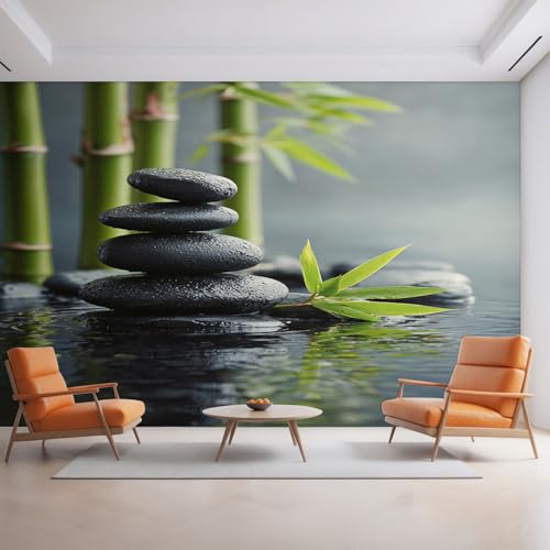 Générique Papier Peint Panoramique Pierre Zen, Papier Peint Méditation Duisseau Fond pour Chambre Wallpaper, Fresque Murale pour Salon Salle Deco Murale, 100x70cm D&O37