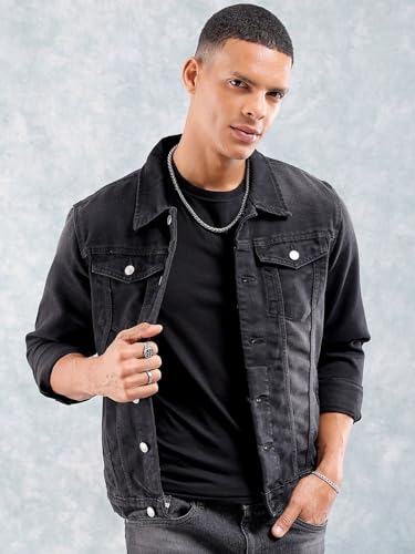 Image of The Indian Garage Co Men Black Denim Jacket
