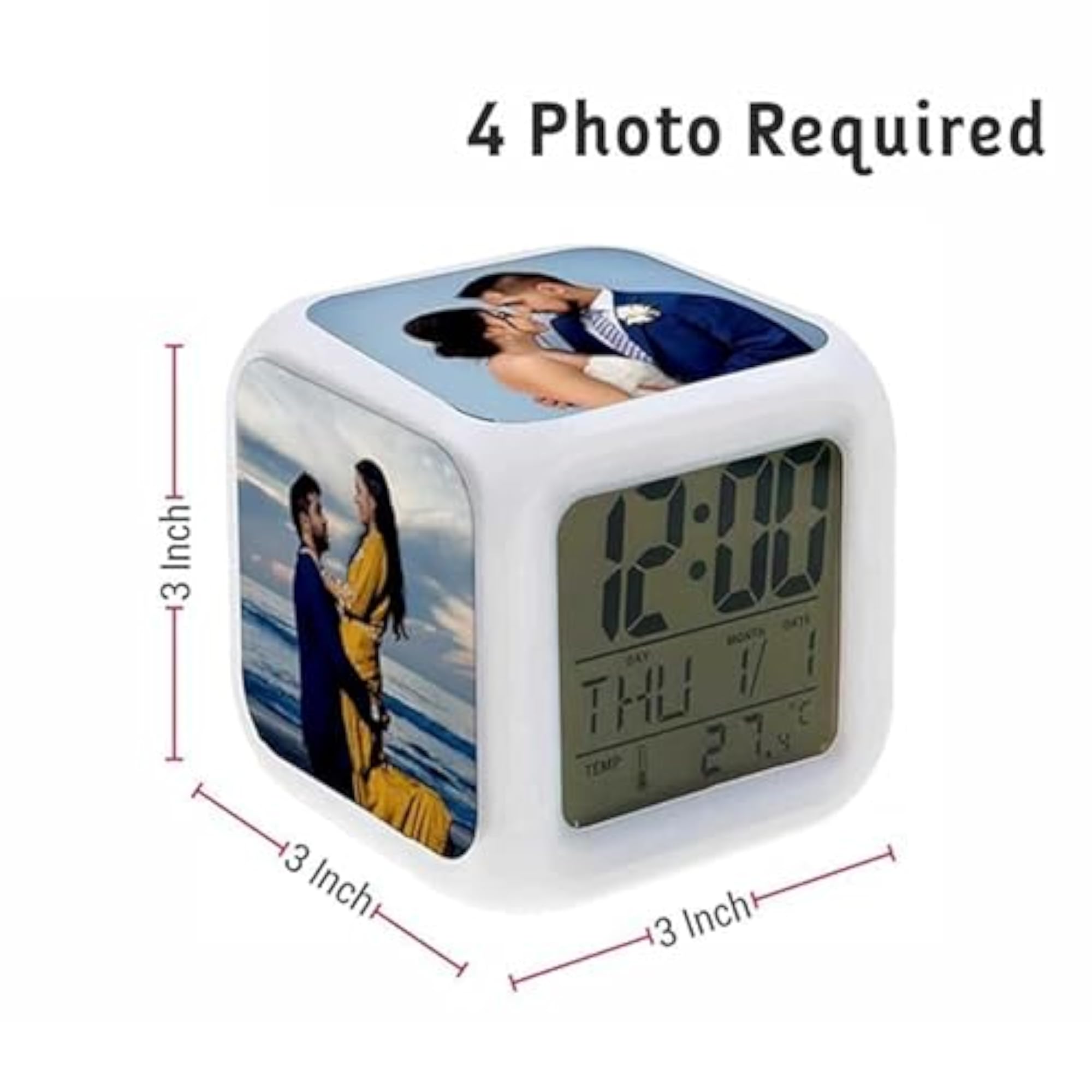 Customized Digital Alarm Clock with Multicolor Photo