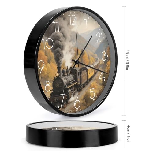 Horloge murale train à vapeur vallée horloge décorative analogique silencieuse 25cm - 3