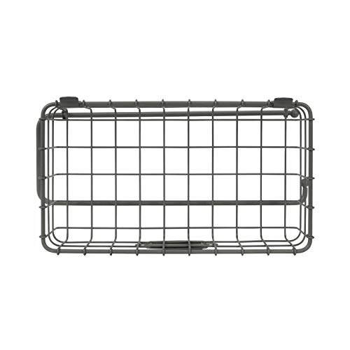 Spectrum Diversified Vintage Living Mount Holder Steel Wire Basket Organizer With Movable Faceplate, Wall Shelf & Holder Fits Paper Towels, Industrial Gray #TOP4