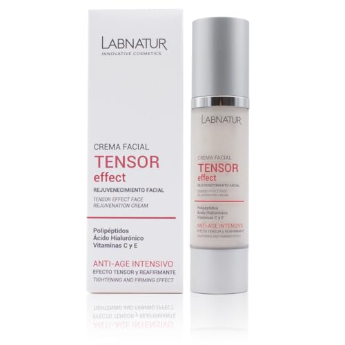 Crema Facial Tensor Effect 50ml Labnatur. Con Polipéptidos, Ácido Hialurónico, Acmella y Vitaminas C y E. Reduce las Arrugas y Aumenta la Elasticidad de la Piel. Natural y Vegano.