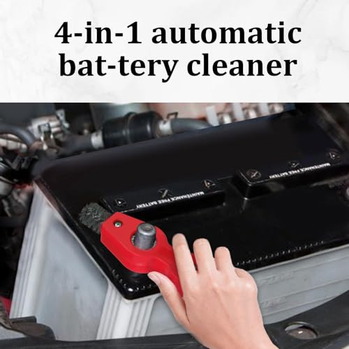 PACLVIO Car Battery Terminal Cleaning Brush, 4 in 1 Anti-Rust Auto Battery Cleaner with Steel Wire, Anti-Rust Battery Terminals Machine Parts Cleaning Tool, Universal Car Accessories for Auto & Marine - Thumbnail 7