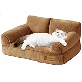 FAMIDGE Cat Couch Bed - Cat Bed for Indoor Cats, Calming Pet Sofa Puppy Sleeping Bed with Removable Washable Cover, Cute Dog Couch and Kitty Lounge Chair for 12lbs Cats & Small Dogs(Brown)