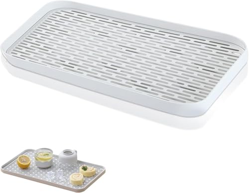 UOSIWYA Draining Board Mats,Dish Drying Mats with Drip Tray 31x 17.5cm Drainer Tray for Kitchen Counter Non-Slip Draining Board Rack for Cups Bowls Dishes Fruit Vegetables