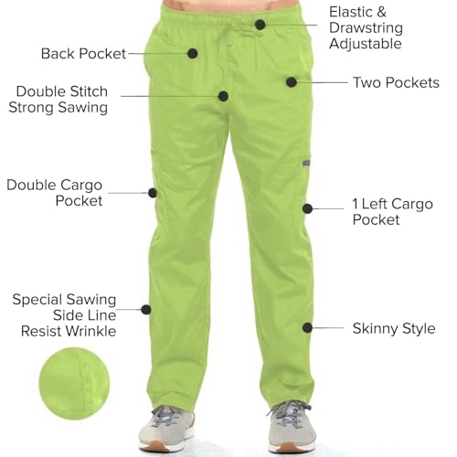 Dagacci Medical Uniform Womens Medical Scrub Set Shirt Top and Pant, Apple Green, Large