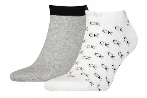 Calvin Klein All Over CK Logo Men's Liner Socks 2 pack, Zapatillas de los hombres, White, 43/46
