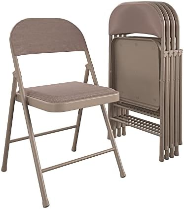 COSCO SmartFold Fabric Folding Chair, 4-Pack, Antique Linen