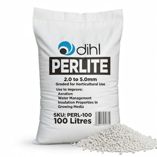 Dihl Perlite 100 Litre Bag 2-5mm Premium Perlite for Soil Coco & Hydroponics. Improves Aeration Drainage & Prevents Compaction. Lightweight Growing Additive for Root Health & Propagation - 100L