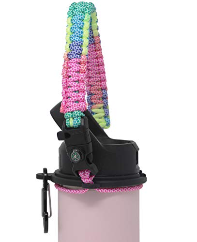 One MissionX Paracord Handle Compatible with Yeti Rambler 36oz 26oz 18oz 12oz 46oz Water Bottles, Durable Carrier Strap - Holder(Diamond Rainbow/Comp+Starter)