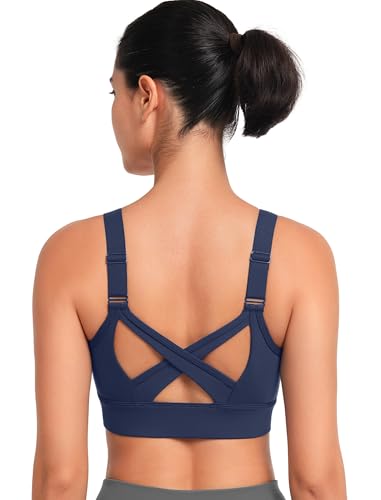 Yvette Adjustable Zip Front Sports Bras for Women High Support Impact Criss Cross Running Bra for Large Breasts2