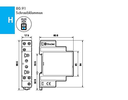 Zeitrelais Finder 80.91-12...240V AC/DC 1 Wechsler IP20 B=17,5mm 0.1s-24h