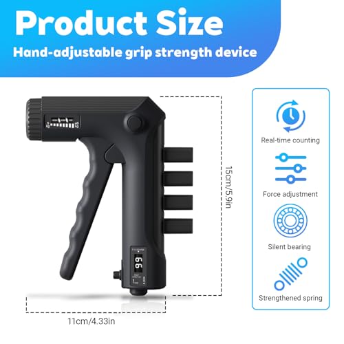 Hand Grip Strengthener with Adjustable Resistance 5–60kg, Finger & Forearm Grip Strength Trainer, Non-Slip Hand Exerciser for Muscle Training, Rehabilitation & Fitness (Black) - Image 5