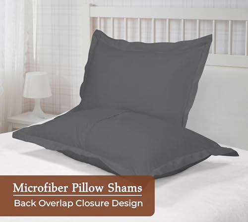 Image of Royale Linens Pillow Shams 2 Pack Standard Size 20x26 Inch- Brushed 1800 Microfiber - Bed Pillow Shams, Wrinkle Resistant Super Soft and Cozy- Back Overlap Closure - Oxford Pillowcase (Standard, Grey)