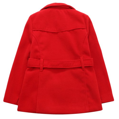 Richie House Big Girls' Double-Breasted Overcoatwith Belt Rh1288-B-7/8 Red #TOP1