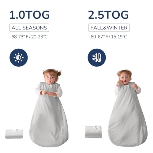 Image of 2.5 Tog Baby Sleep Sack 6-12 Months, Supersoft Quilted Cotton Thermostatic Toddler Sleeping Sack for Babies Infant, 2-Way Zipper Warm Comfy Baby Wearable Blanket
