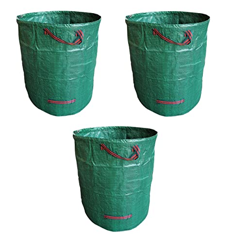 Gartensack, 3 Pack 272L Gartenabfallsack mit Tragegriffen Groß Laubsack Pop up Grünschnitt Behälter Stabile Grünschnittsäcke Faltbarer Grünschnittsack für Garten Hof Wiese