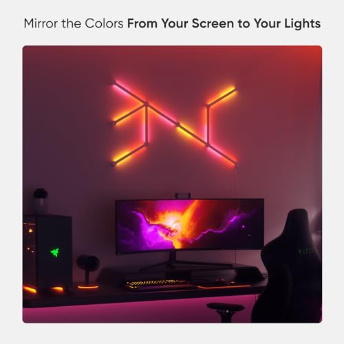 Nanoleaf Lines 60 Degree WiFi Smart RGBW 16M+ Color LED Dimmable Gaming and Home Decor Wall Lights Starter Kit (15 LED Light Lines)…