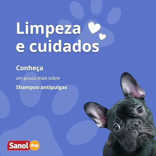 Sanol Dog Shampoo De Pêlos Para Cães Antipulgas 500 Ml Azul
