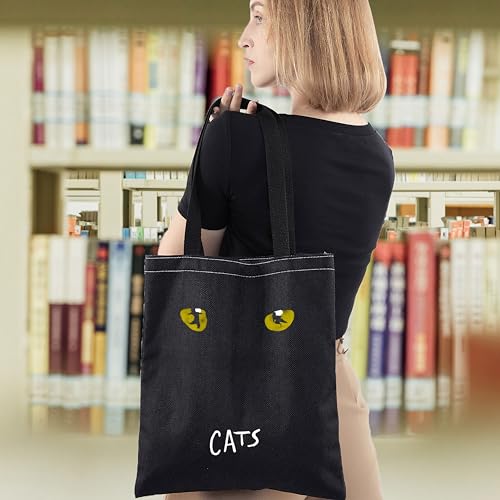 WZMPA Black Cats Tote Bag Musical Theatre Fans Gift Cats Musical Reusable Shoulder Bag Black Cat Merch3