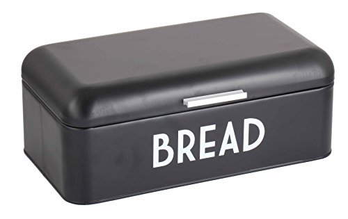 Home Basics Bread Box For Kitchen Countertop, Metal, (Black), Vented With Hinge Top | Large Bread Box | Keeps Loaves, Bagels, Croissants Fresh #TOP9