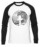 Maria Poppins Künstlerisch Flug Baseball T-Shirt Herren Damen Unisex Weiß Rundhals Lange Ärmel Bio-Baumwolle Tee Men's White L