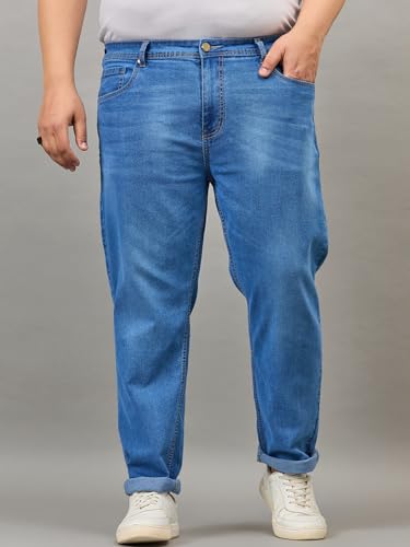 Image of Style Quotient Men Plus Size Black Tapered Fit Mid Rise Stretchable Jeans