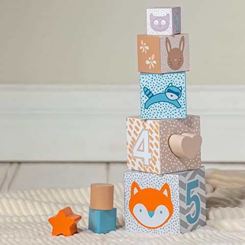Mary Meyer Leika Wooden Toys Nesting & Stacking Blocks Montessori Toys for 18+ Months Old Toddler Preschool Gifts, 3.5 x 13.5-Inches, Woodland Animals - Image 5