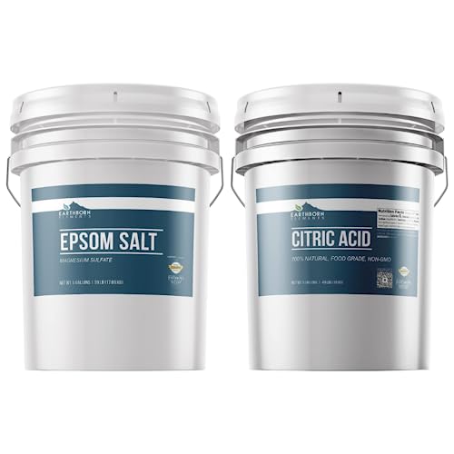 Earthborn Elements Epsom Salt and Citric Acid Bundle, 5 Gallons Each, Food Safe, Skin Care