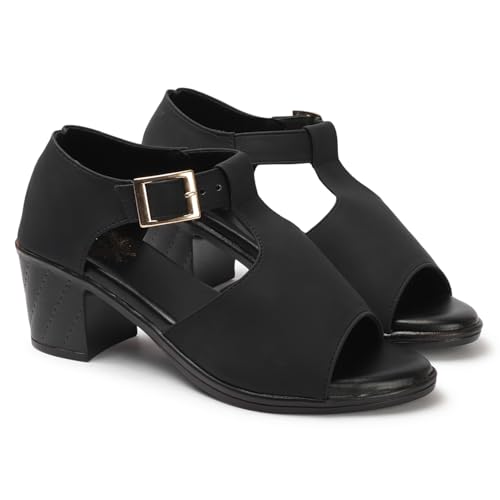 Image of Denill Fancy & Comfortable Brown Heel Sandal with Ankle Strap for women & Girls