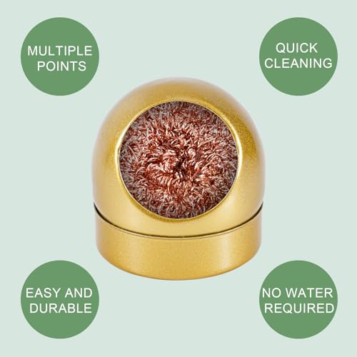 Image of Soldering Iron Tip Cleaner, Premium Stainless Steel Soldering Iron Cleaner Quick Cleaning No Water Required Soldering Iron Tip Cleaner Practical Tools(Gold)