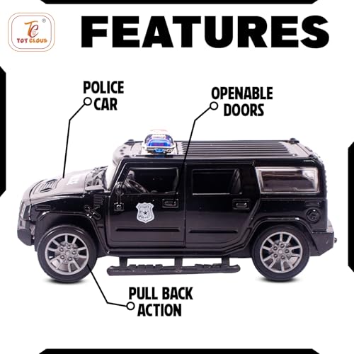 Image of Toy Cloud Hummer Police Car 1:32 Scale Die-Cast Metal Toy with Opening Doors and Pull Back Action Realistic Toy Car