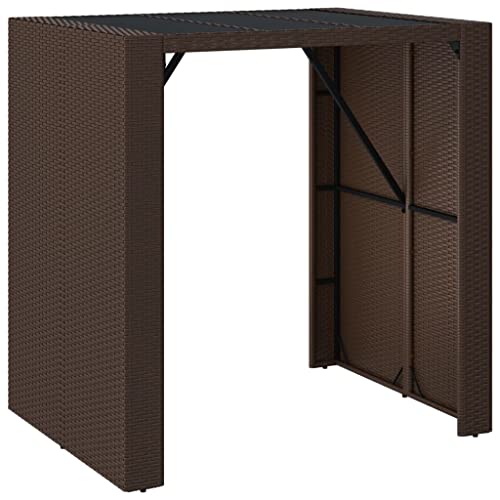vidaXL Table de bar avec plateau en verre pour extérieur, jardin, terrasse, cuisine, bar, festival, fête, bistrot, table de petit déjeuner debout, table...