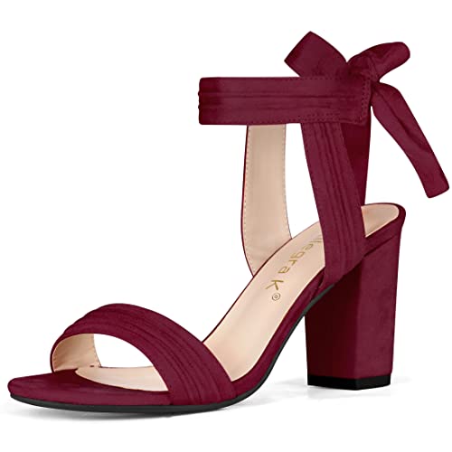 Sandales à talon épais au design raffiné et bout ouvert pour femme en bordeaux chic