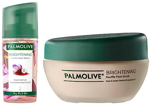 Image of Palmolive Brightening Face Care Combo - Foam Face Wash and Souffle Face Scrub with 100% natural extracts