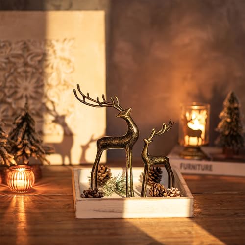 Sziqiqi Christmas Reindeer Figurines for Centerpieces: Black Iron Reindeer Christmas Decor for Dining Room Table - Vintage Standing Deer for Coffee Table Fireplace Entryway Shelves Office Indoor by Sziqiqi - Image 5