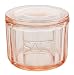 HOME-X Depression Style Pink Glass Salt Cellar with Lid, Retro Kitchen Decor, Wedding Gift - 3 1/2