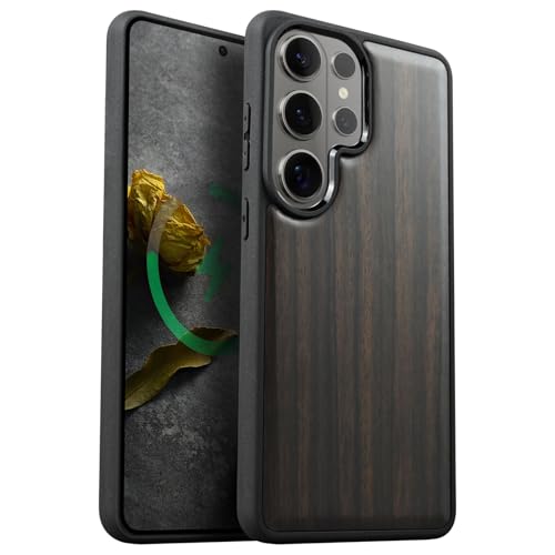 Carveit Magnetic Wooden Case for Samsung Galaxy S26 Ultra Case 2026, TPU Shockproof Cover & Wood Artisan Engraved, Compatible with MagSafe Wireless Chargers (Natural Grain) Blackwood