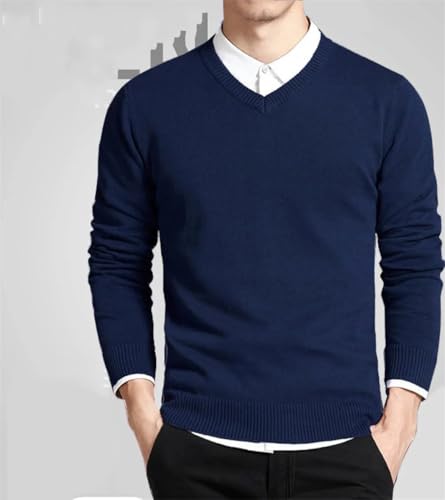 Cotton Sweater Men Long Sleeve Pullovers Outwear Man V Neck Sweaters Fashion Loose Fit Knitting Pullovers2