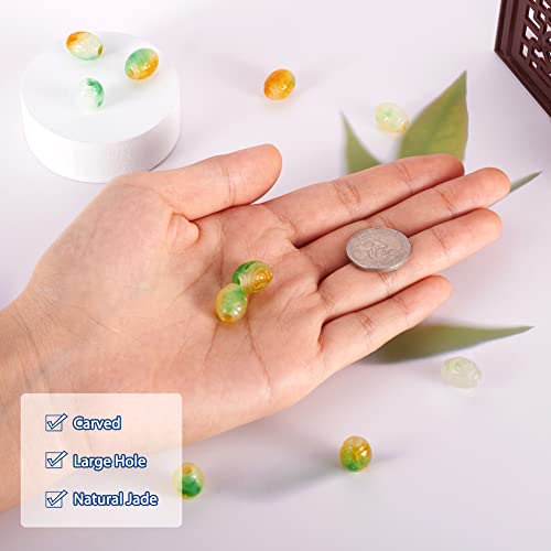 Fashewelry 10Pcs Natural Myanmar Jade Stone Large Hole Beads Engraving Carved Gemstone European Charms Bead Barrel Rondelle Shape Healing Chakra Gems Loose Spacers For Jewelry Making 4Mm Hole #TOP3