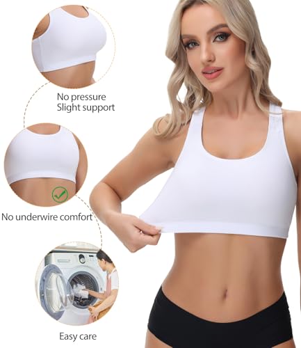 wirarpa Women's Bralette Cotton Racerback T-Back Bralettes Crop Top No Padding Light Support 3 Pack3