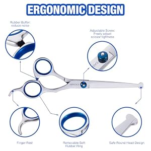 Dog Grooming Scissors with Safety Round Tips,5 in 1 Dog Grooming Scissors Kit, 4CR Stainless Steel Professional Pet Grooming Shears for Dog, Cat,Sharp and Sturdy Dog Grooming Scissors with Safety Round Tips,5 in 1 Dog Grooming Scissors Kit, 4CR Stainless Steel Professional Pet Grooming Shears for Dog, Cat,Sharp and Sturdy