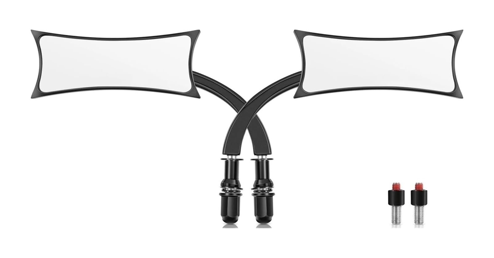 Moto Specchietto Per Cruiser Per Street Per Sport 8/10MM Specchietto Retrovisore Moto Lega Alluminio Cromato Nero End Bar Specchietti(Nero)