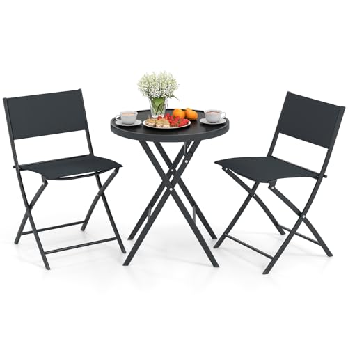 GIANTEX Mesa de bistró con 2 sillas plegables