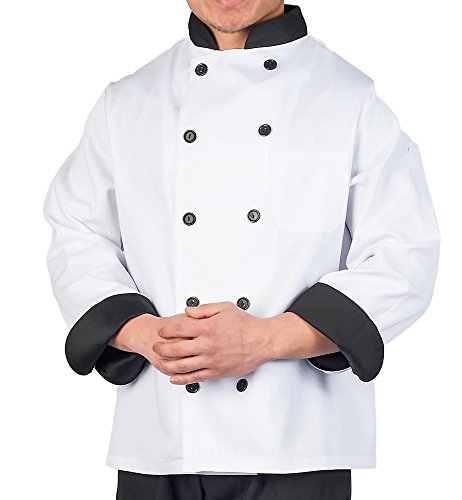 Executive Chef Coat with Black Contrast, M