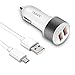 noot products Car Charger for LG K30/V10/G4/G3/G2/Q6/X Power2/Stylo 3 Plus/K20/K8/K7/K4/K3/K10/Nexus 5-36W Dual Port Quick Charge Adapter with 6FT Micro USB Charging Cable Cord