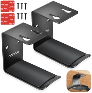 aceyoon 2 Pcs Headphone Stand, Under Desk Headphone Hanger with Adhesive or Screws Headphone Mount Hook with Silicone Pad Universal Headset Stand for Gaming Headset, USB Cables etc (Black)